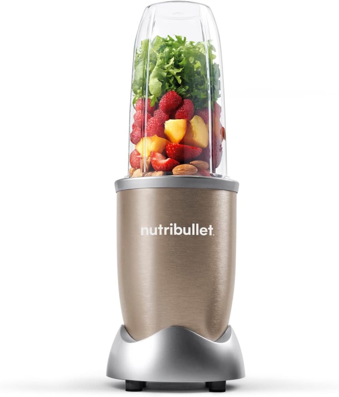 Nutribullet Pro, 900 Watt Leistung, Einfach Und Schnell in Der Anwendung, Kompakt, Leicht Zu Reinigen, Mit 700 Ml Becher, Smoothiemixer, Smoothie Maker, Elektrischer Mixer, NB904B, Schwarz Mama si Copilul Naty Shop Champagne Basispaket