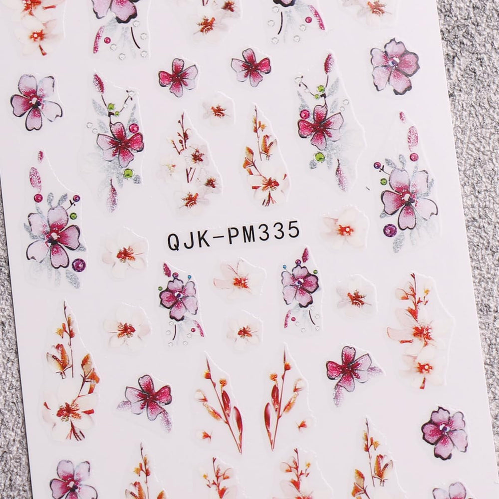 JMEOWIO Nagelsticker Blume 10 Blatt Nail Art Sticker Selbstklebend Nagelaufkleber Frühling Sommer Floral Dekoration Nageldesign Zubehör