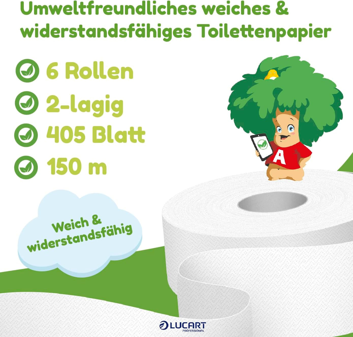 Role de hârtie igienică Jumbo Eco, 2 straturi, cremă de spălare a mâinilor cu formulă de curățare, hidratare și netezire - aromă florală - 5L, 6 bucăți (1-pachet)