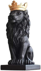 Crown Lion Statue, Sculpturi negre, Figurine de leu din rășină pentru bărbați, Art Statue Ornaments pentru Home Office Living Room Bookshelf Table Desk Housewarming Décor Statuete si sculpturi Naty Shop Negru