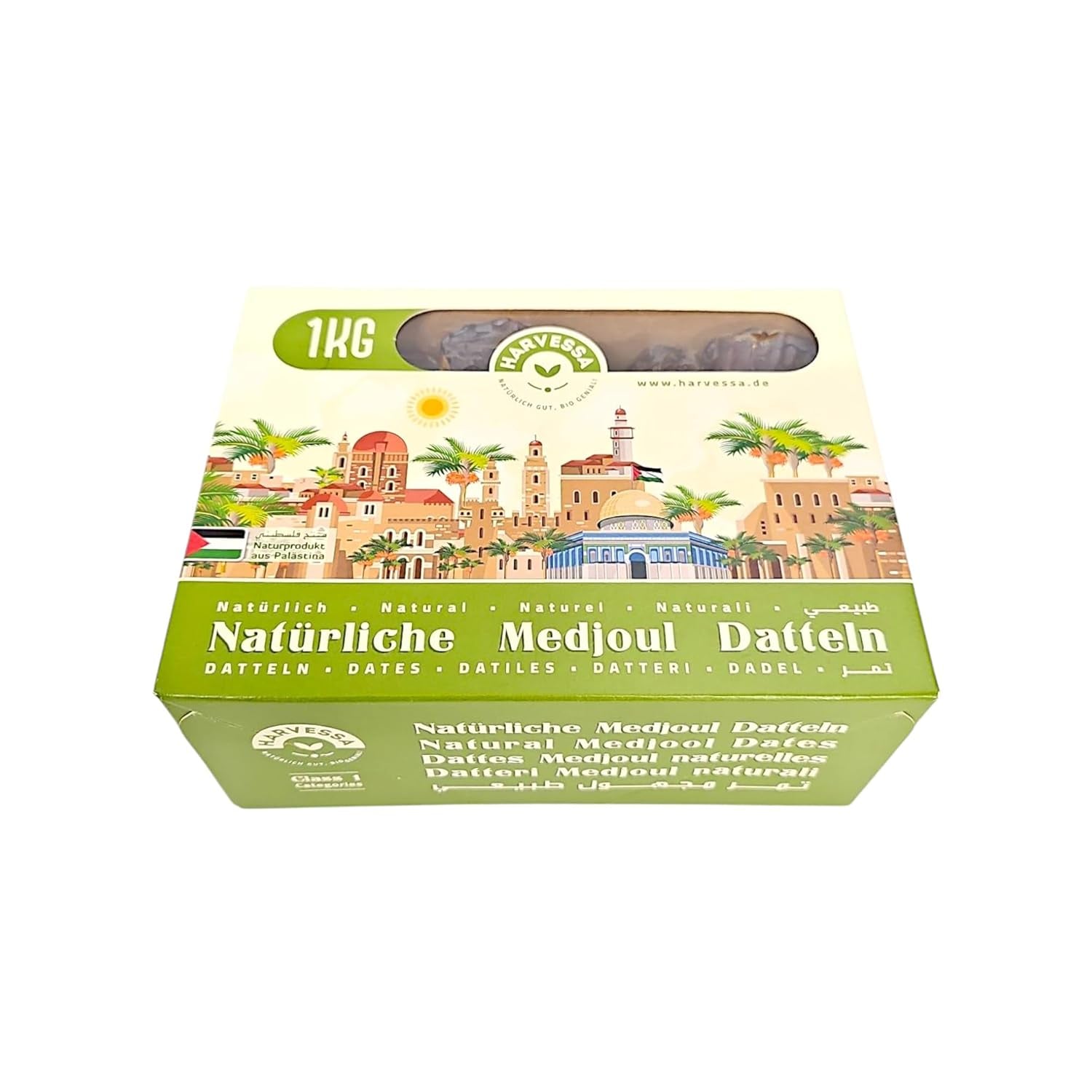 Curmale mari Medjool Premium 1KG din Palestina | Curmale Medjool king pentru plăcere și energie | Uscate natural și naturale | Vegetariene și vegane | Bogate în pulpă | Cu piatră | 2024 Produse deshidratate Naty Shop
