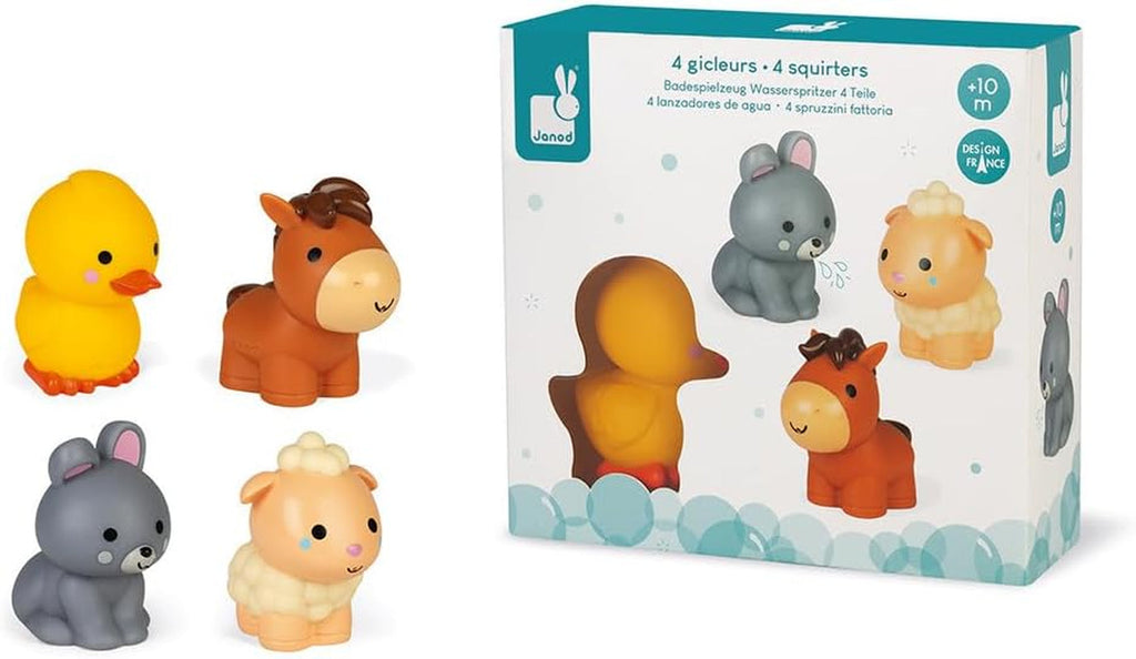 Janod - Strop de apă "Animale polare", 4 bucăți - Jucărie de baie pentru copii - De la 10 luni, J04704 Jucarii Bebe Naty Shop Animale de fermă