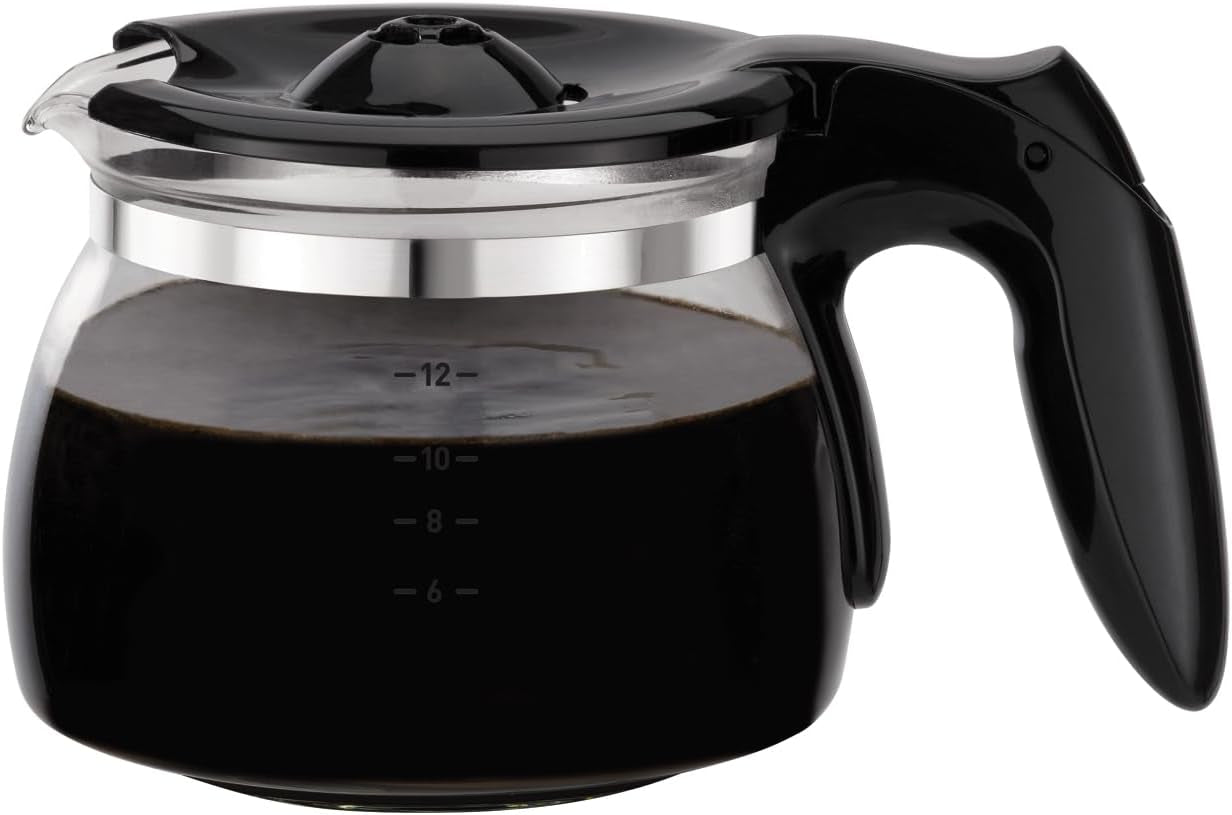 Tefal CM3408 Cafetieră mini din sticlă (600 W, 6 cești) negru/oțel inoxidabil, CM340811