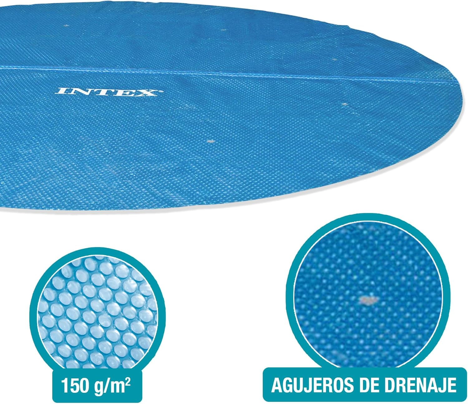 Prelată solară pentru piscină Intex - Prelată solară - Ø 457 cm - Pentru piscine cu montare ușoară și cadru, Albastră