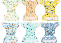 Scutec reutilizabil Littles and Bloomz FLV2-0602, sistem de închidere standard cu cârlig și buclă, 6 scutece