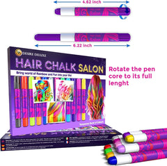 Desire Deluxe Hair Chalk cadouri pentru fete, cretă de păr pentru colorarea părului jucării pentru Crăciun, 10 pixuri lavabile pentru vopsirea părului, pentru carnaval, pentru copii în vârstă de 3 4 5 6 7 8 9 11 ani Vopsea pentru par Naty Shop