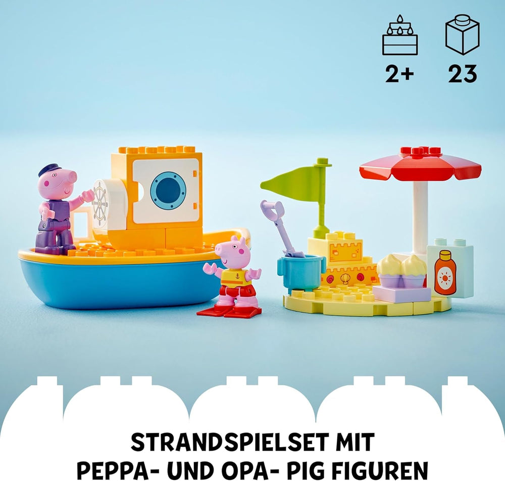LEGO DUPLO Peppa's Boat Trip: Set de joacă cu barcă de jucărie pentru a construi și reconstrui cu 2 figuri, jucărie creativă, idee de cadou pentru copii de la 2 ani, băieți și fete 10432 Seturi de constructie Besuche den LEGO-Store