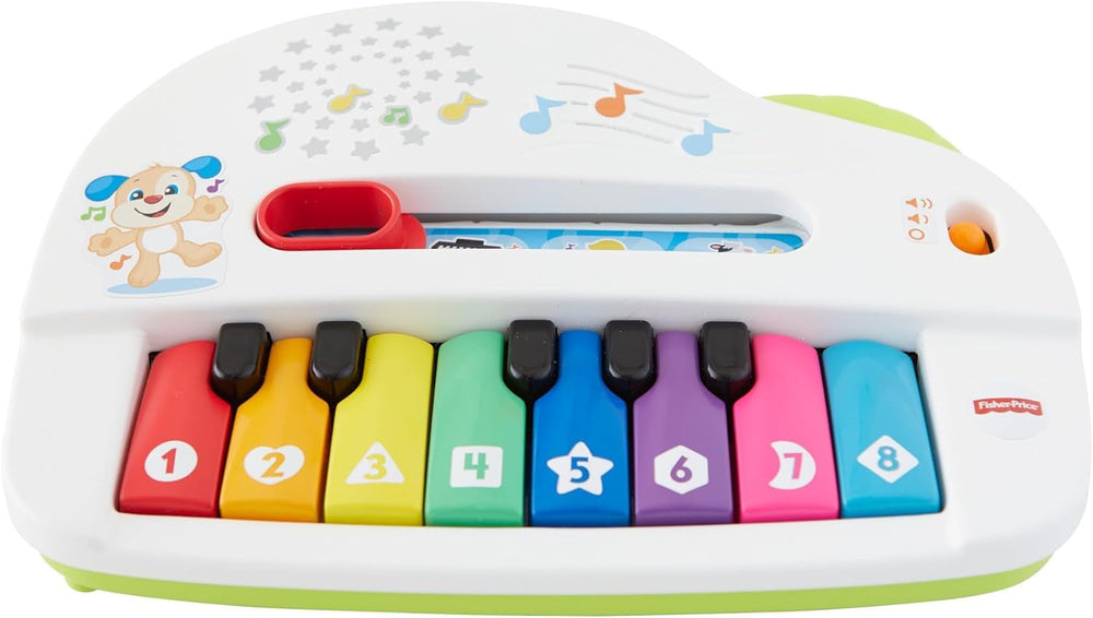 Fisher-Price Baby's first keyboard - pian portabil de jucărie cu 4 opțiuni de redare, cântece, lumini și sunete, învățare jucăușă, versiune: UK-English , GFK04 Jucarii Bebe Naty Shop poloneză