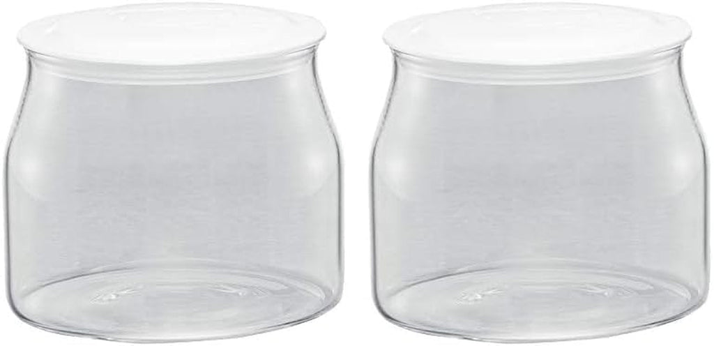 Borcan de schimb Rommelsbacher JG 1 pentru preparatorul de iaurt și cremă de brânză JG 80-1,2 litri, cu capac (pachet de 2) Cutii depozitare alimente Naty Shop Transparent/alb 1 bucată (pachet de 2)