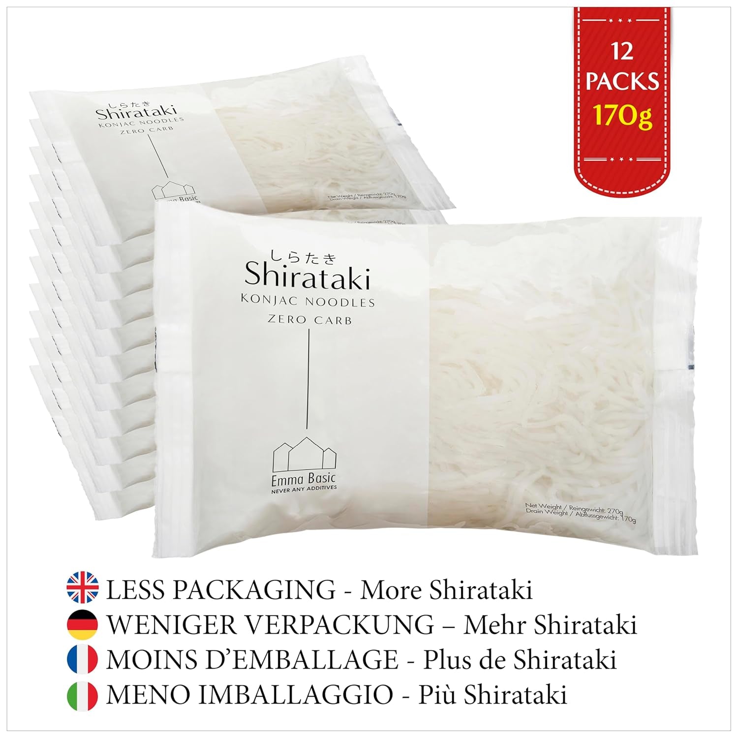 - Shirataki Konjak Nudeln 12x270g | Vegan | Gluten-frei