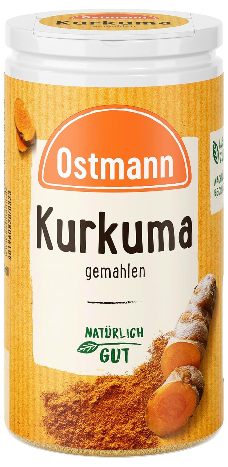 Ostmann Gewürze - Kurkuma gemahlen | Perfektes Gewürz für Curry- und Reisgerichte | Verleiht Gerichte eine goldgelbe Farbe | Natürliche Zutaten | 40 g in der Streudose