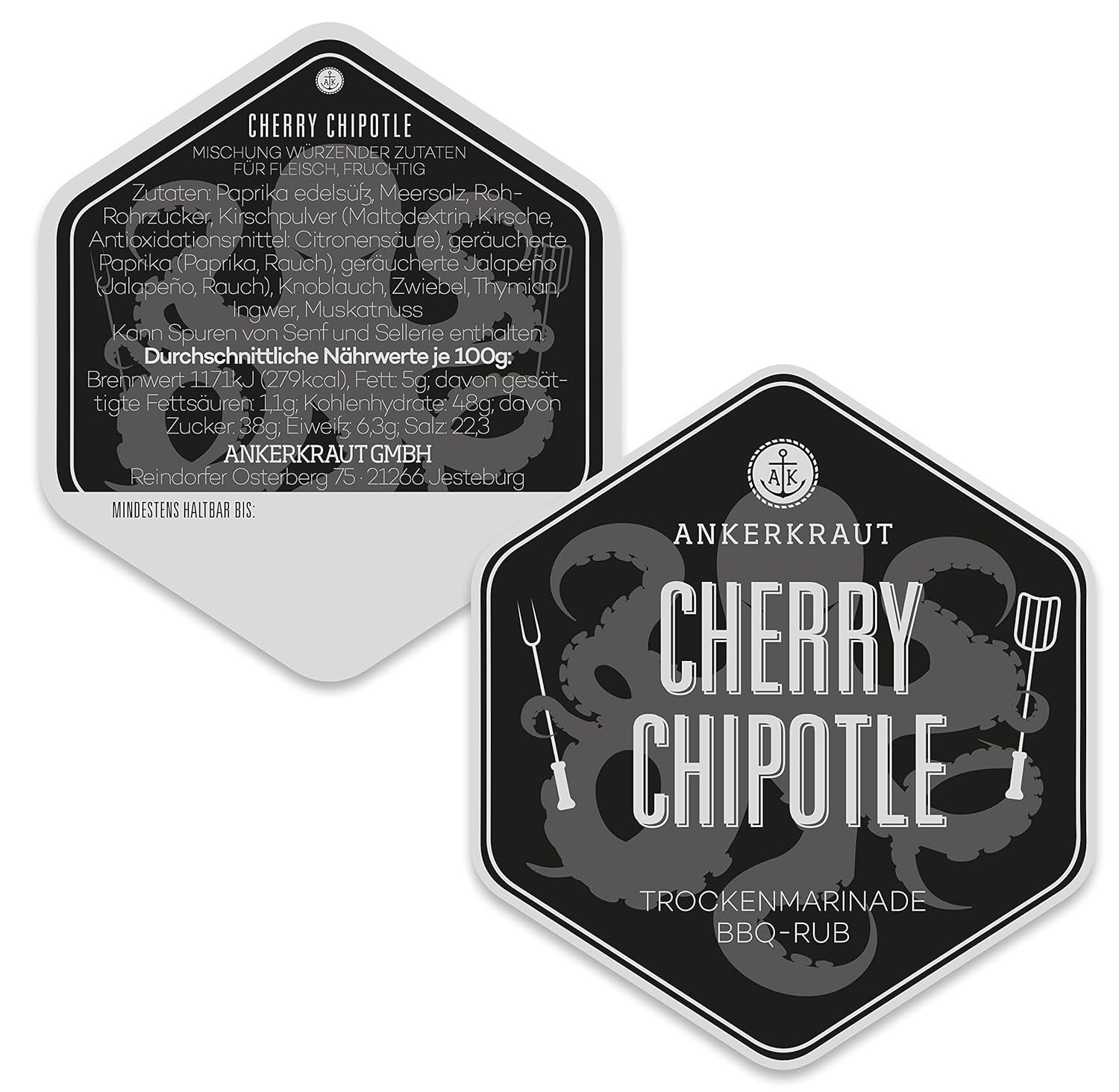 Ankerkraut Cherry Chipotle BBQ Rub, Rub Gewürzmischung für Rind, Schwein, Chicken Wings und Pulled Pork, 220g im Streuer