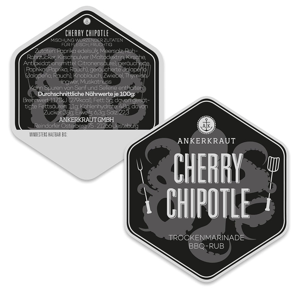 Ankerkraut Cherry Chipotle BBQ Rub, Rub Gewürzmischung für Rind, Schwein, Chicken Wings und Pulled Pork, 220g im Streuer
