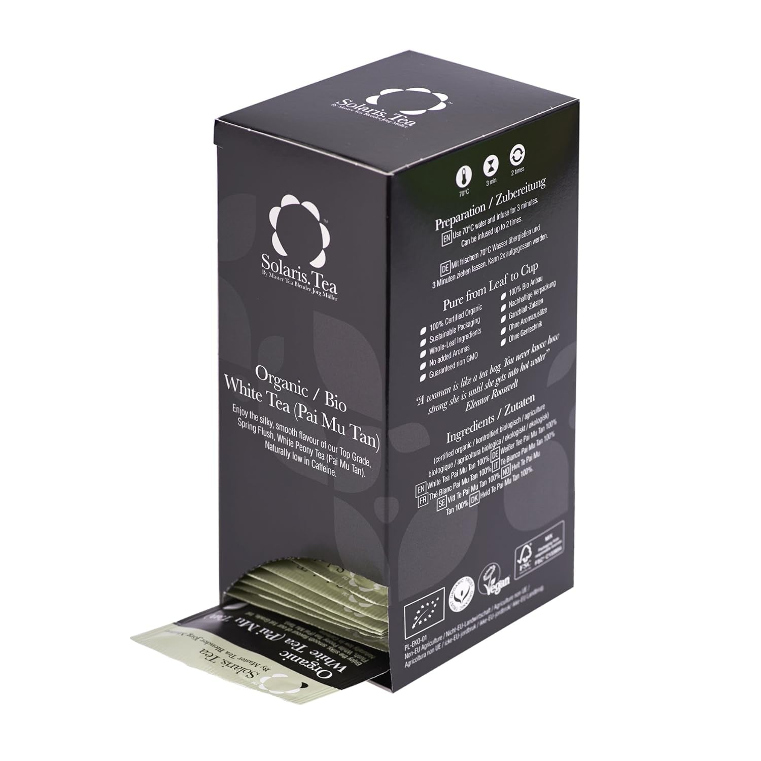 Bio - Ceai alb (Pai Mu Tan), 40 pliculețe de ceai din mătase, pachet de 1 (1 x 60 g)