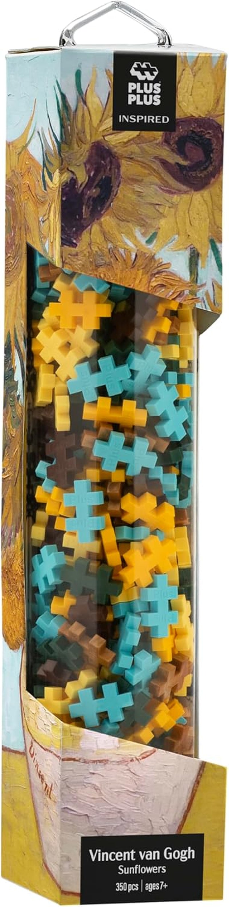 Plus-Plus 5163 Geniales Konstruktionsspielzeug, Sonnenblumen von Vincent Van Gogh, Inspired-Edition, Kreativ-Bausteine Tube, 350 Teile, Sunflowers