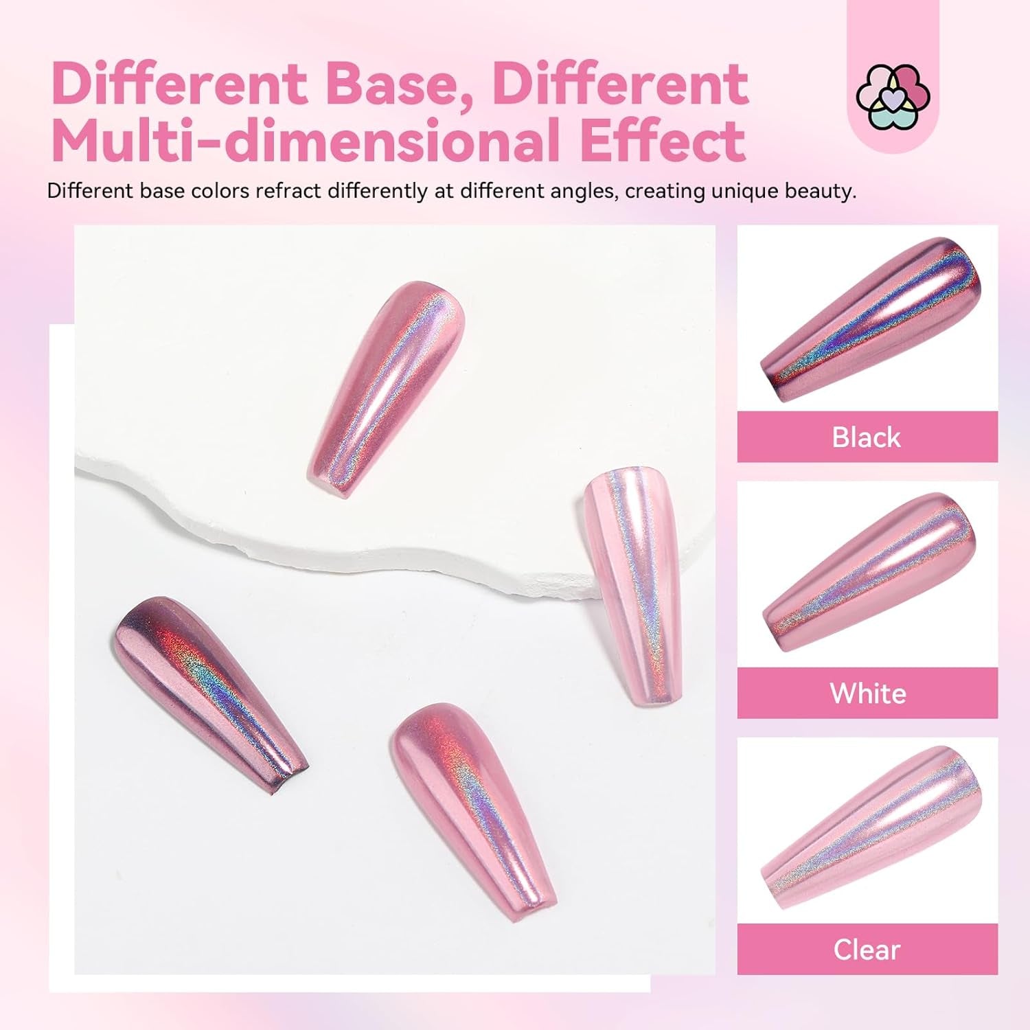 Set pudră unghii Saviland Chrome – Pudră unghii Chrome Laser roz efect oglindă Nail Art cu laser, sclipici pentru unghii manichiură pudră decorativă cu bețișoare de burete, pudră sclipici pentru unghii salon de unghii