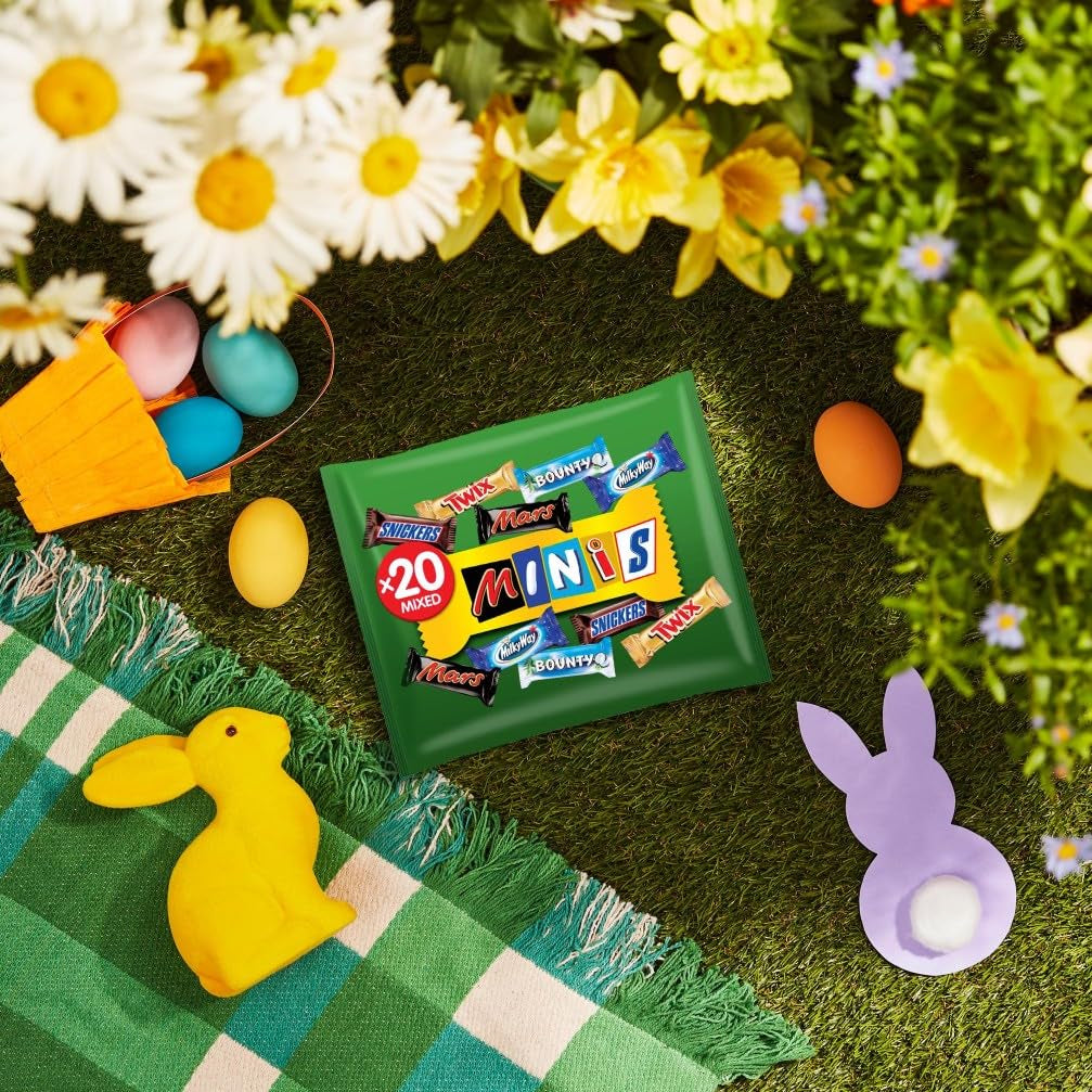 Pachet vrac cu mini ciocolată mixtă, 20 de mini gustări de ciocolată (Mars, Snickers, Bounty, Twix, Milky Way), ca bomboane, cadou de ciocolată, cutie de bomboane, 400g
