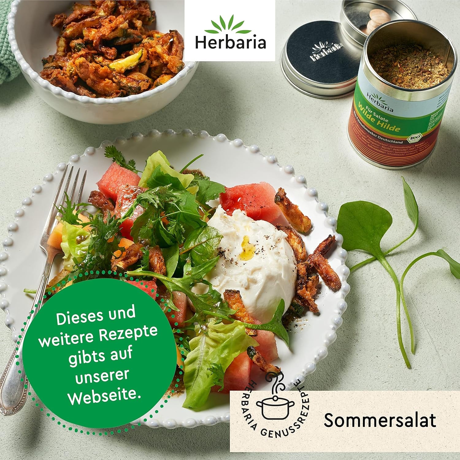 Herbaria Wilde Hilde bio 100g M-Dose- fertige Bio-Gewürzmischung - Salatgewürz für ausgefeilte Salate - mit erlesenen Zutaten - in nachhaltiger Aromaschutz-Dose
