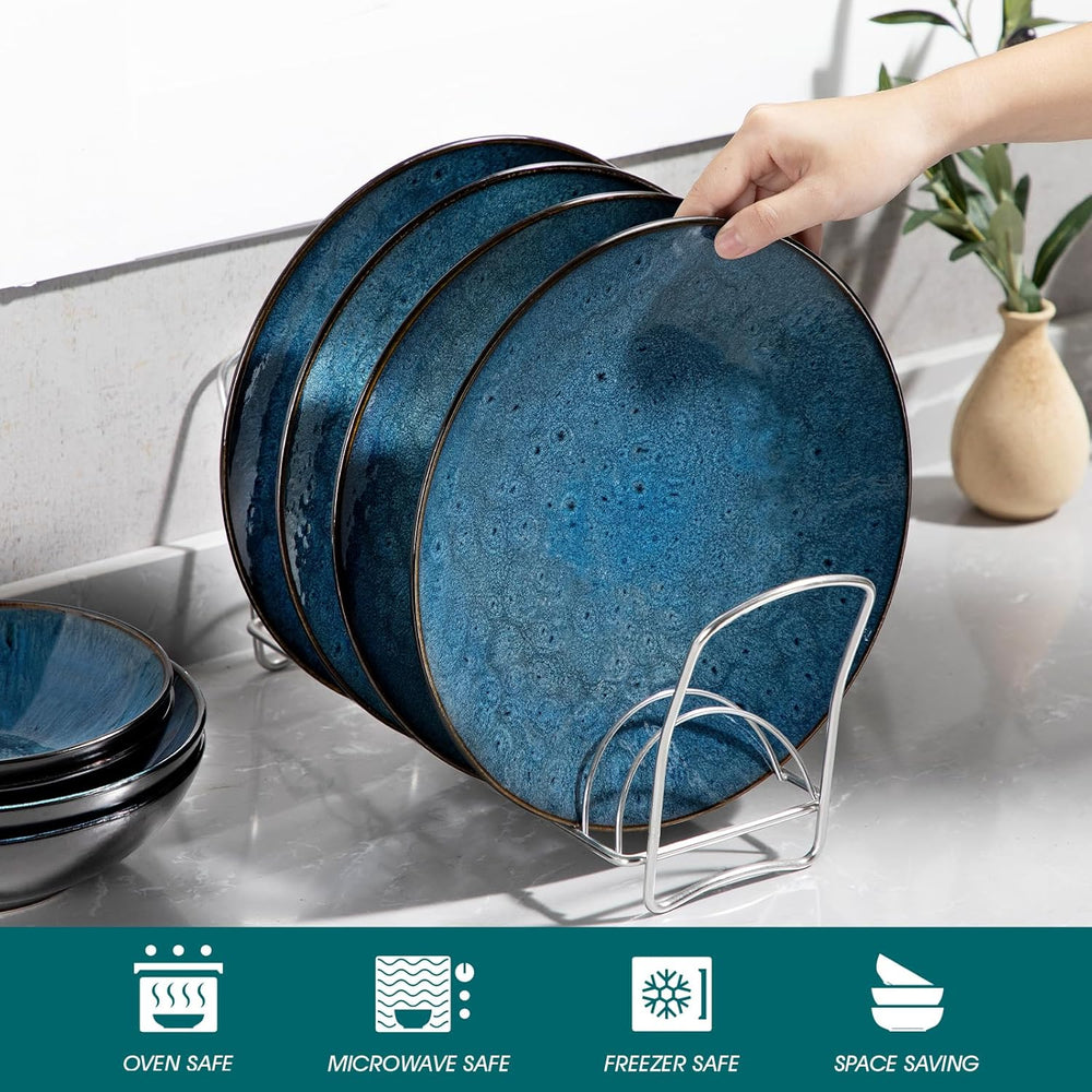 Set de veselă pentru 4 persoane, set combinat vancasso BUBBLE cu 16 piese din gresie, set de veselă în stil vintage, include boluri, cești de cafea, farfurii de desert și farfurii pentru 4/8/12 persoane