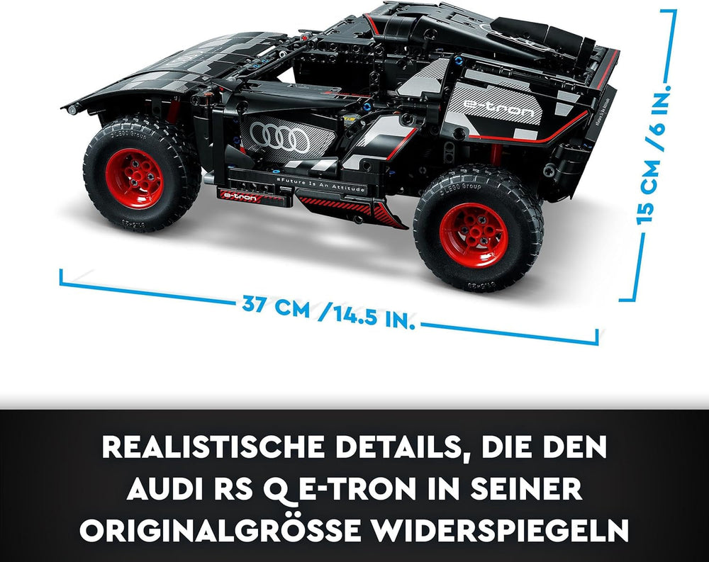 LEGO 42160 Technic Audi RS Q E-Tron, mașină de raliu controlată de la distanță, Dakar rally off-road car, RC controlat prin aplicație cu Control +, cadou pentru băieți, fete și fani de la 10 ani pentru a construi Seturi de constructie Besuche den LEGO-Store