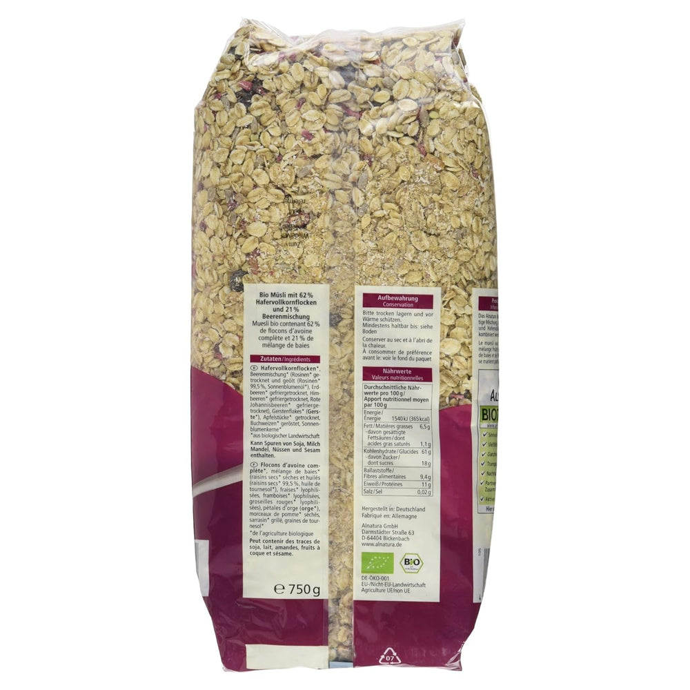 Muesli organic cu fructe de pădure, 750g