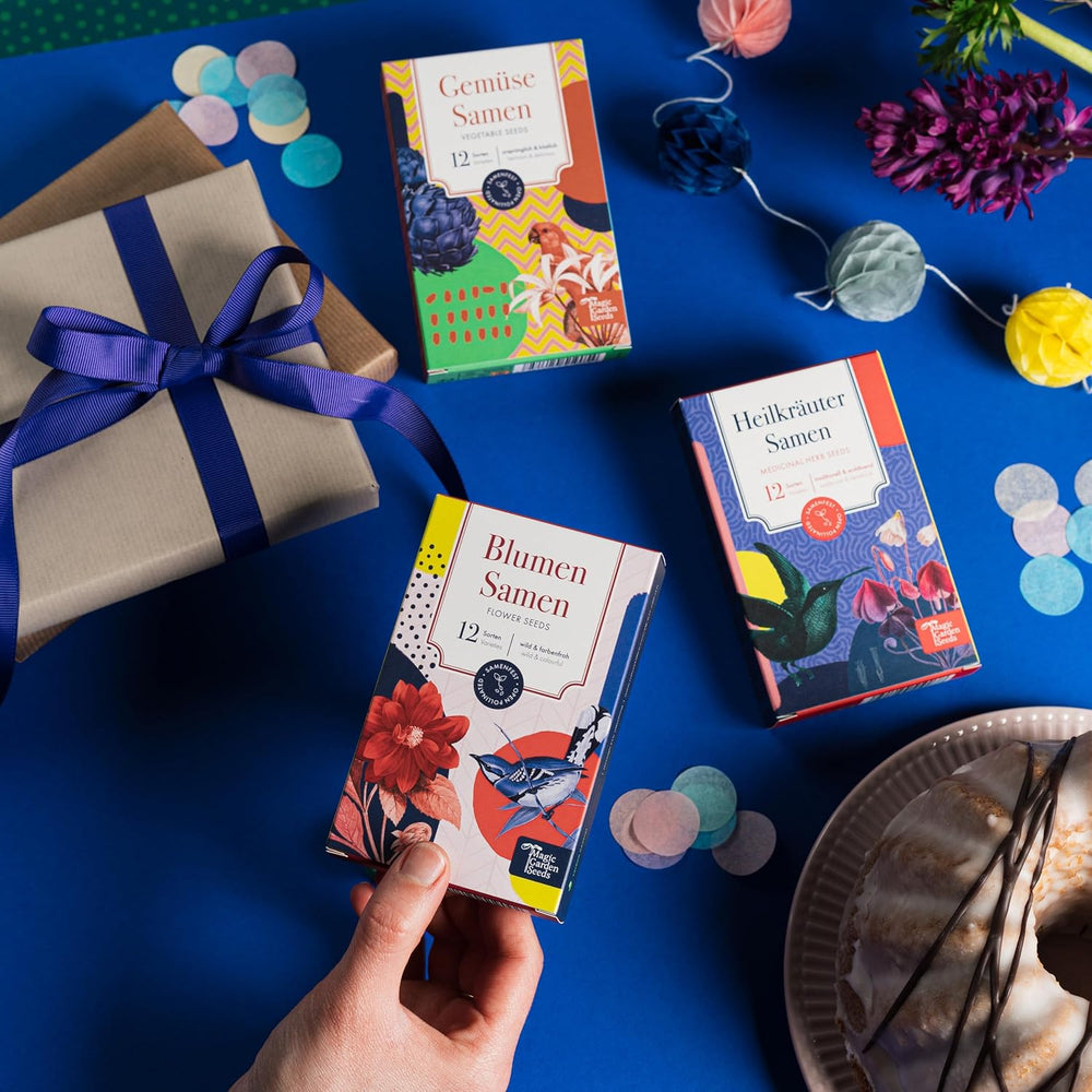 Curcubeu înflorit - 6 amestecuri de flori cu polenizare liberă - spectaculoase și colorate - set de semințe pentru începători, ca un mic cadou sau pentru uz personal