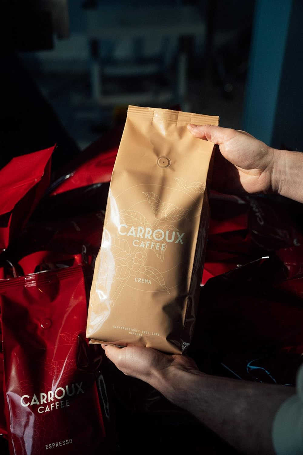 Boabe întregi de cafea CARROUX Crema (1 kg) - Boabe de cafea premium din Hamburg - Prăjite tradițional proaspăt