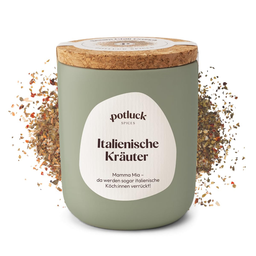 Potluck | Pasta e Pizza Kräuter | Gewürzzubereitung im Keramiktopf | 40g | Vegan, glutenfrei und mit natürlichen Inhaltsstoffen