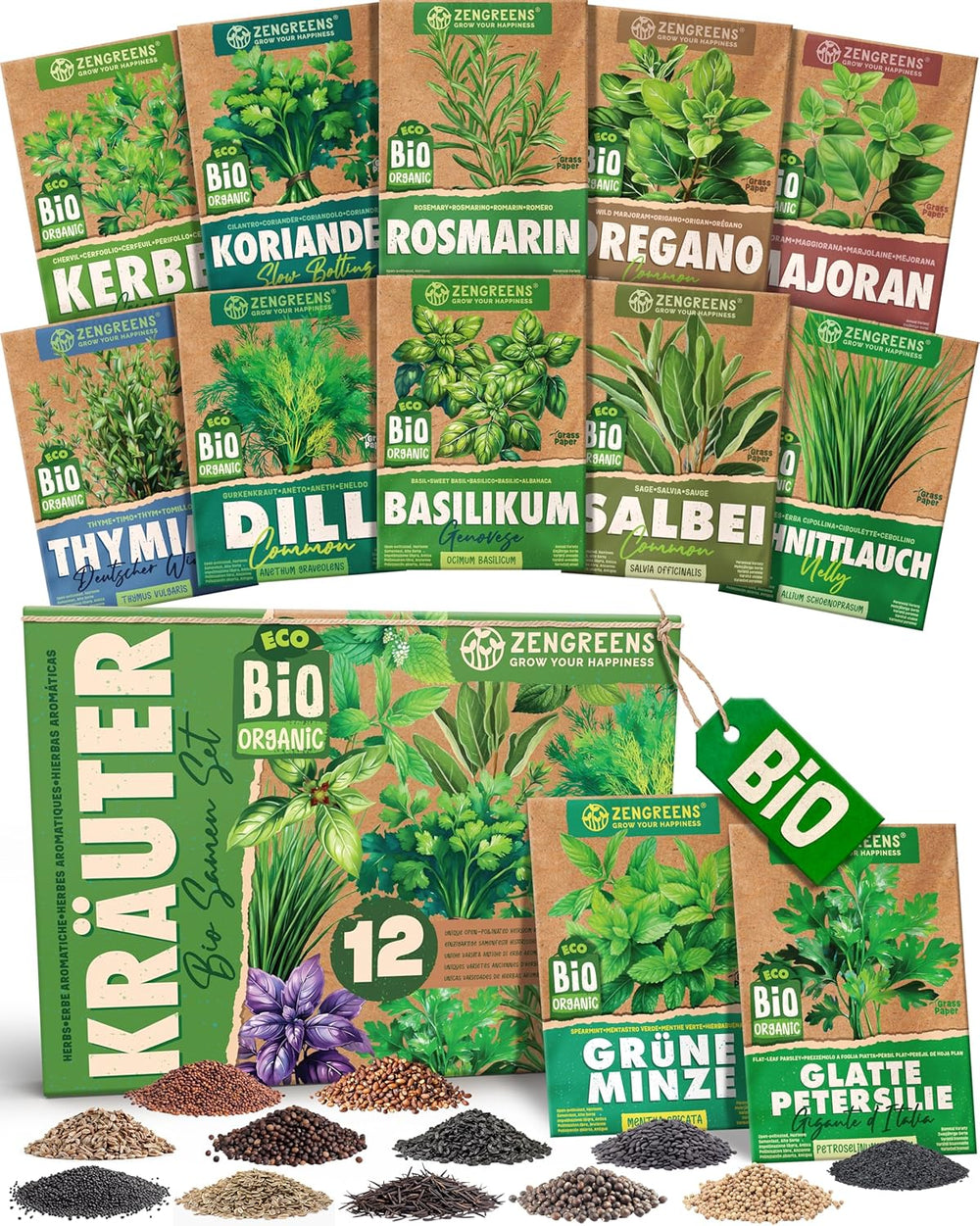 Semințe de busuioc organice într-un set de 6 - 6 semințe de busuioc pentru cultivare ușoară în grădină, balcon sau strat înălțat - semințe de plante - răsaduri