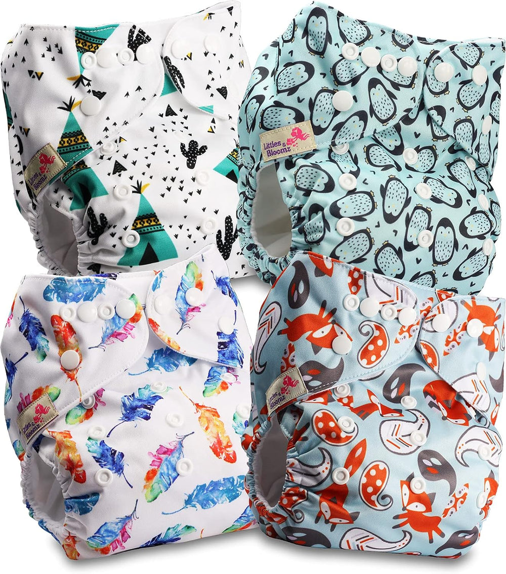 Scutec reutilizabil Littles and Bloomz FLP2-0406, cu capsă standard, 4 scutece