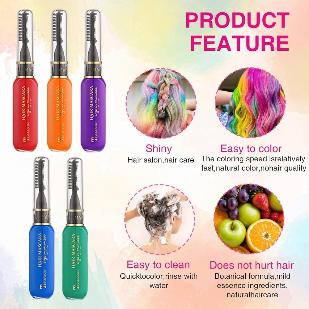 5 culori Vopsea de păr temporară pentru copii lavabilă, mascara de păr colorată, salon de cretă pentru păr Vopsea pentru par Naty Shop
