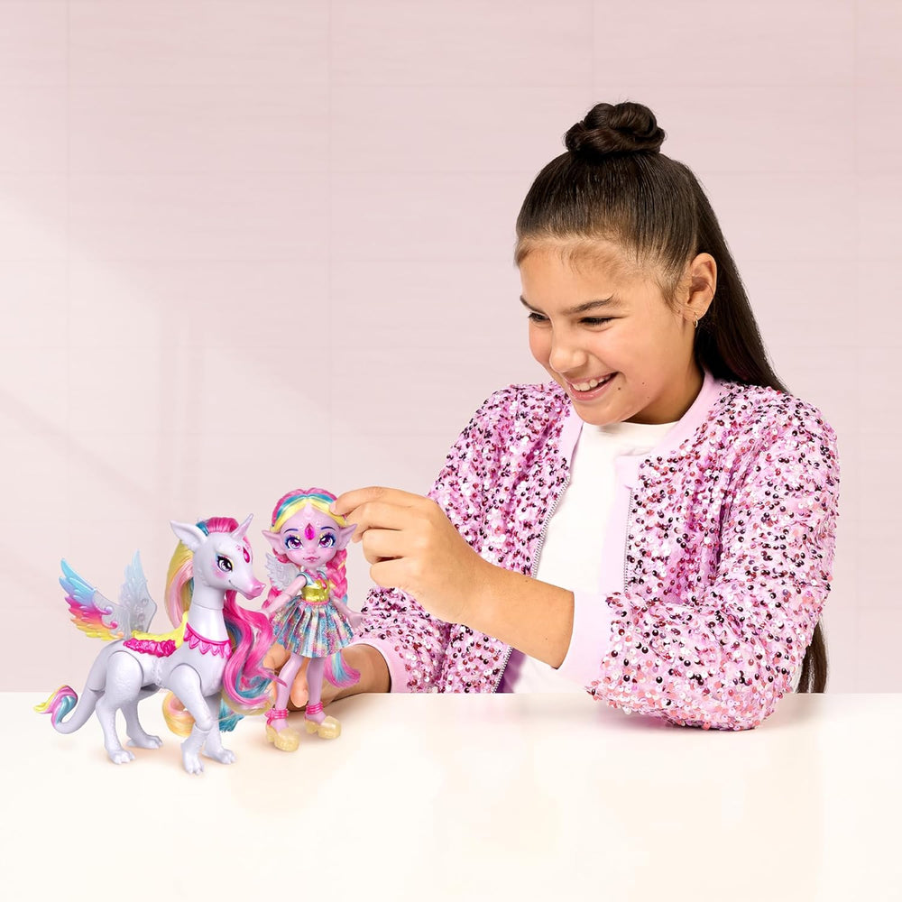 Magic Pixlings Pop + Pony Set mit Puppe und Pony - Magic Unboxing mit speziellen Zaubern - Puppe mit langen Mähnen zum Kämmen - Kinder ab 3 Jahren berühmt - MG104000