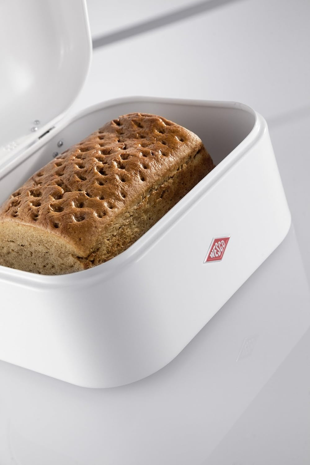 Coș de pâine WESCO Single Grandy în culoarea verde mentă, tablă de oțel acoperită cu pulbere, găuri de ventilație și mâner robust Cutii depozitare alimente Naty Shop