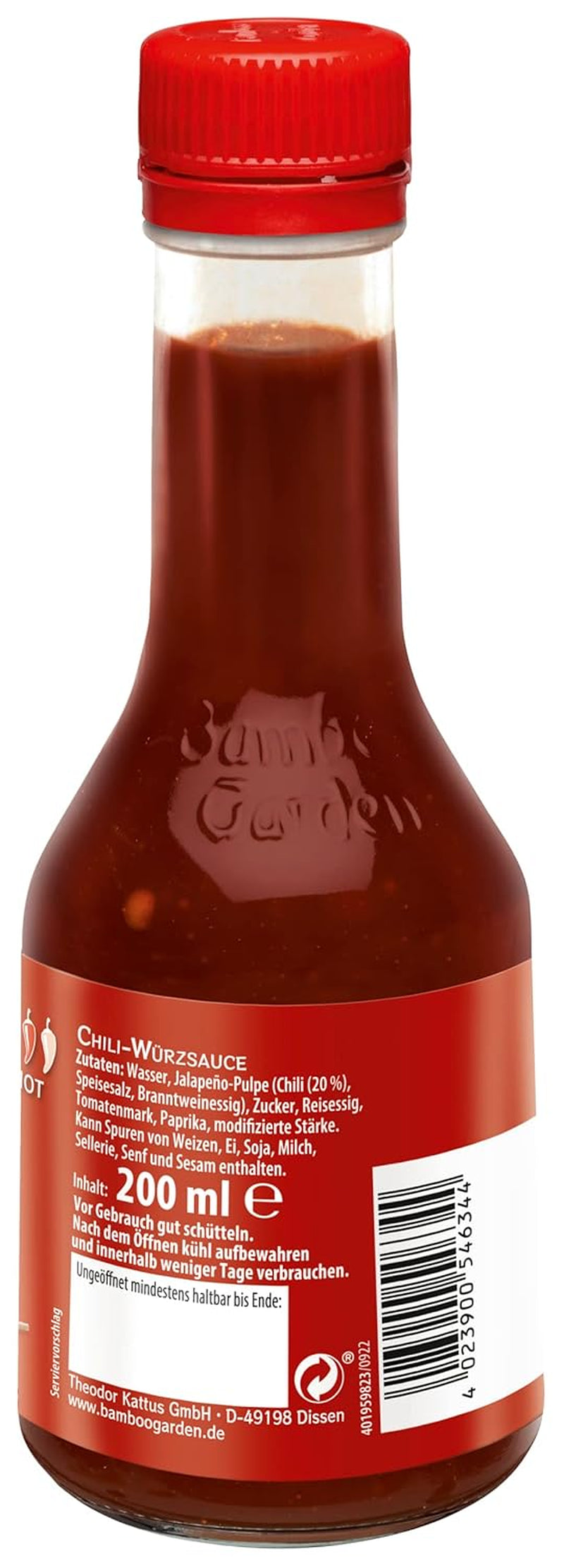 Bamboo Garden - Hot Chili Sauce , Verleiht fernöstlichen Gerichten die typische Schärfe , Vielseitig einsetzbar , 1 x 200 ml (Verpackungsdesign kann abweichen)