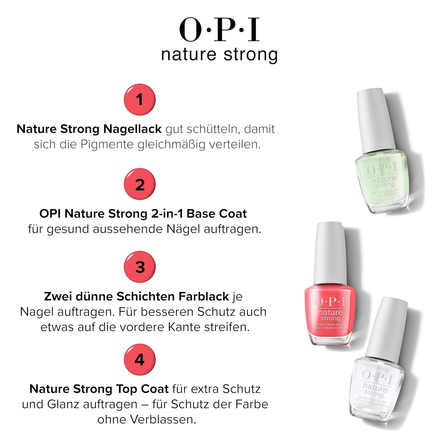 OPI Nature Strong Red and Orange Shades – ojă de lungă durată cu o formulă vegană, inovatoare, care conține ingrediente naturale – pentru unghii strălucitoare