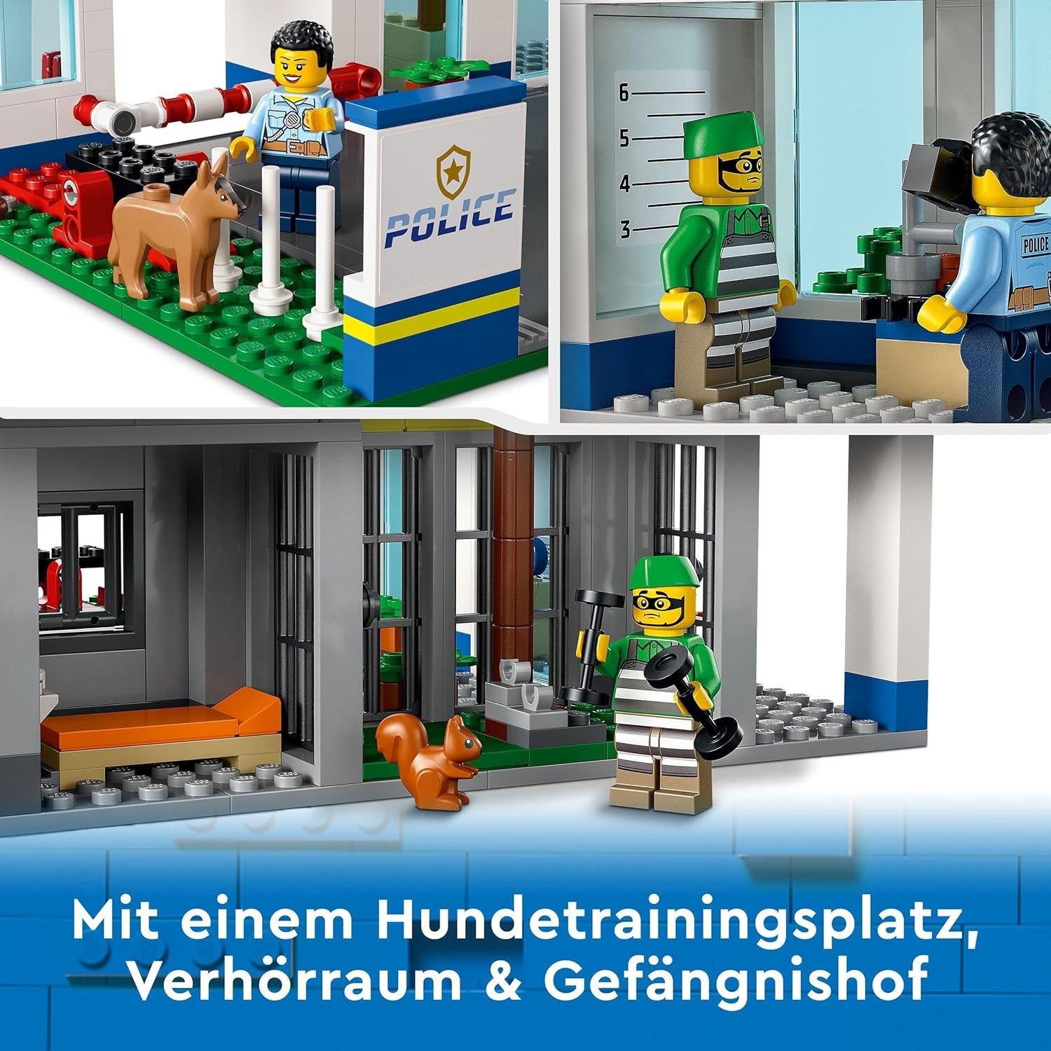 LEGO 60316 City Polizeistation mit Polizeiauto, Müllauto und Hubschrauber, Gebäude zum Bauen mit 3 Figuren, Polizei-Spielzeug für Jungen und Mädchen ab 6 Jahren, Geschenk für Kinder