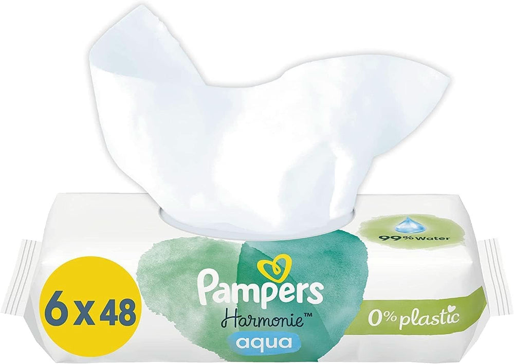 Șervețele umede Pampers Harmonie Aqua, șervețele umede care ajută la restabilirea valorii naturale a pH-ului pielii, loțiune ușoară cu 99% apă Servetele Umede Bebelusi Naty Shop 288 servetele