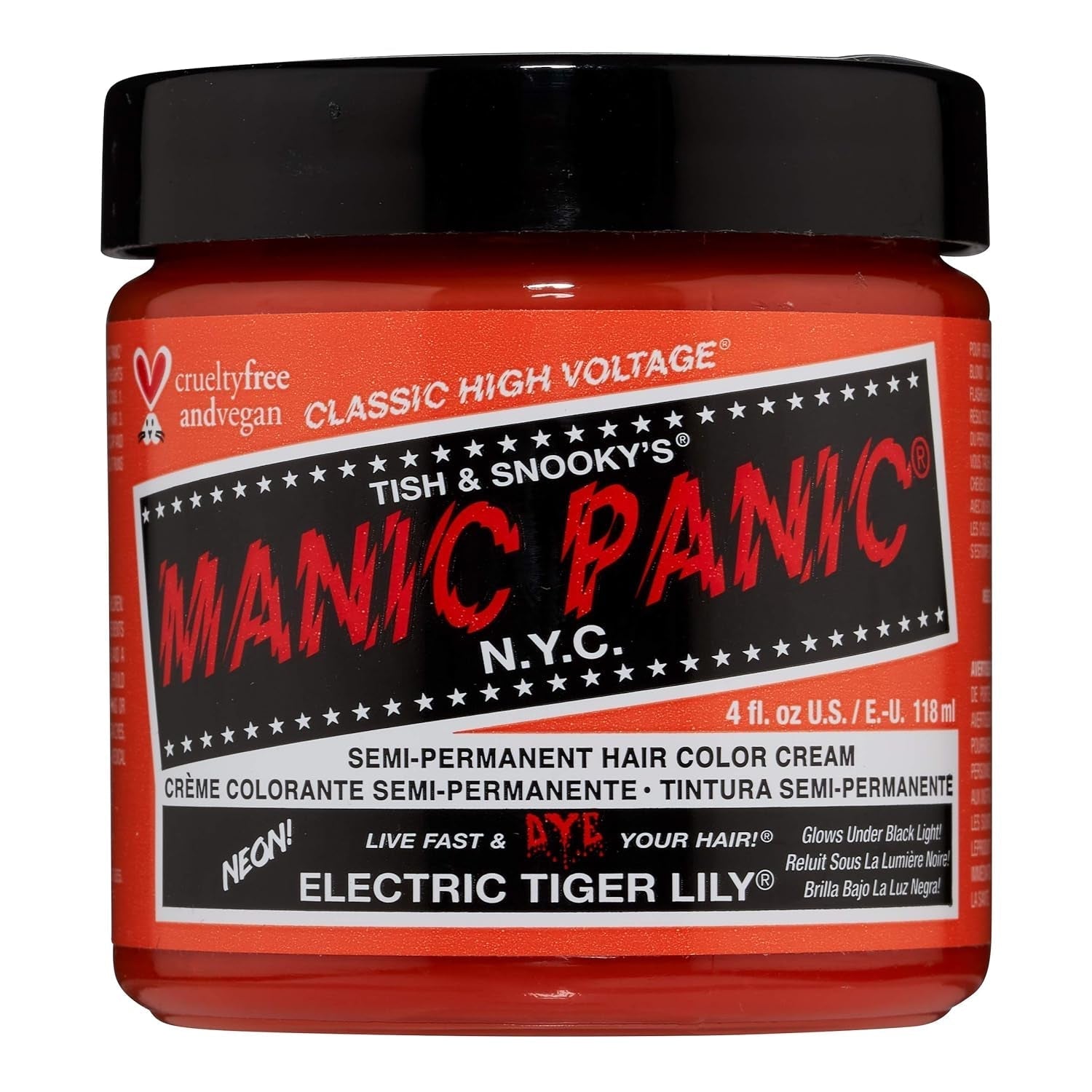 Manic Panic Electric Lizard Classic Cream, vegan, fără cruzime, vopsea de păr verde semipermanentă 118ml Vopsea pentru par Naty Shop Elec Tiger Lily 118 Ml (1 pachet)