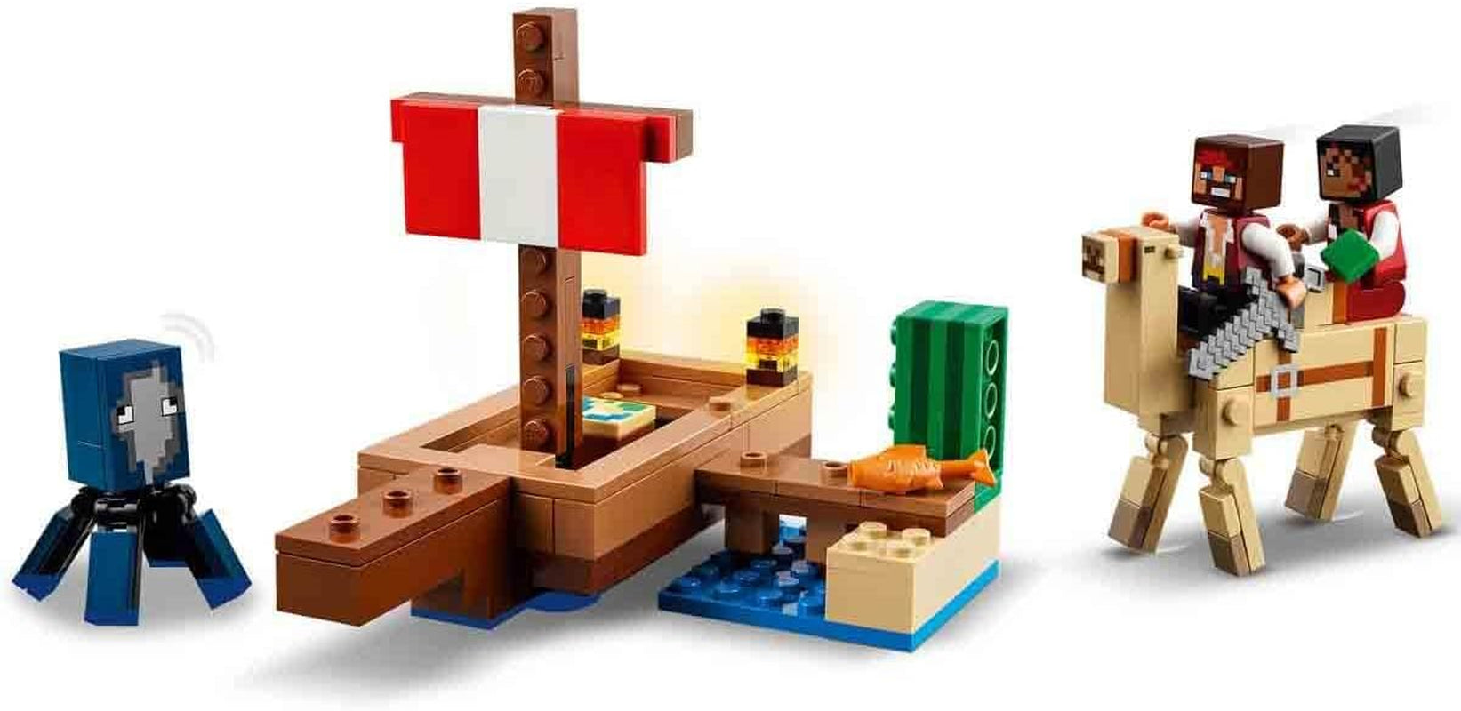 LEGO Minecraft The Pirate Ship Voyage, navă de jucărie cu figuri de pirați, calmar și cămilă, jucărie de construcție pentru jocuri de rol, cadou pentru băieți și fete de la 8 ani 21259 Seturi de constructie Besuche den LEGO-Store