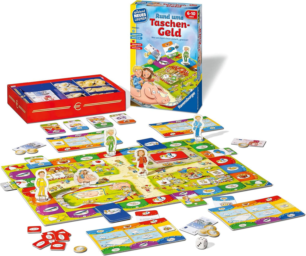 Ravensburger 24996 - Totul despre banii de buzunar - Joacă-te și învață pentru copii, joc educativ pentru copii cu vârste între 6 și 10 ani, învățare prin joc pentru 2-4 jucători