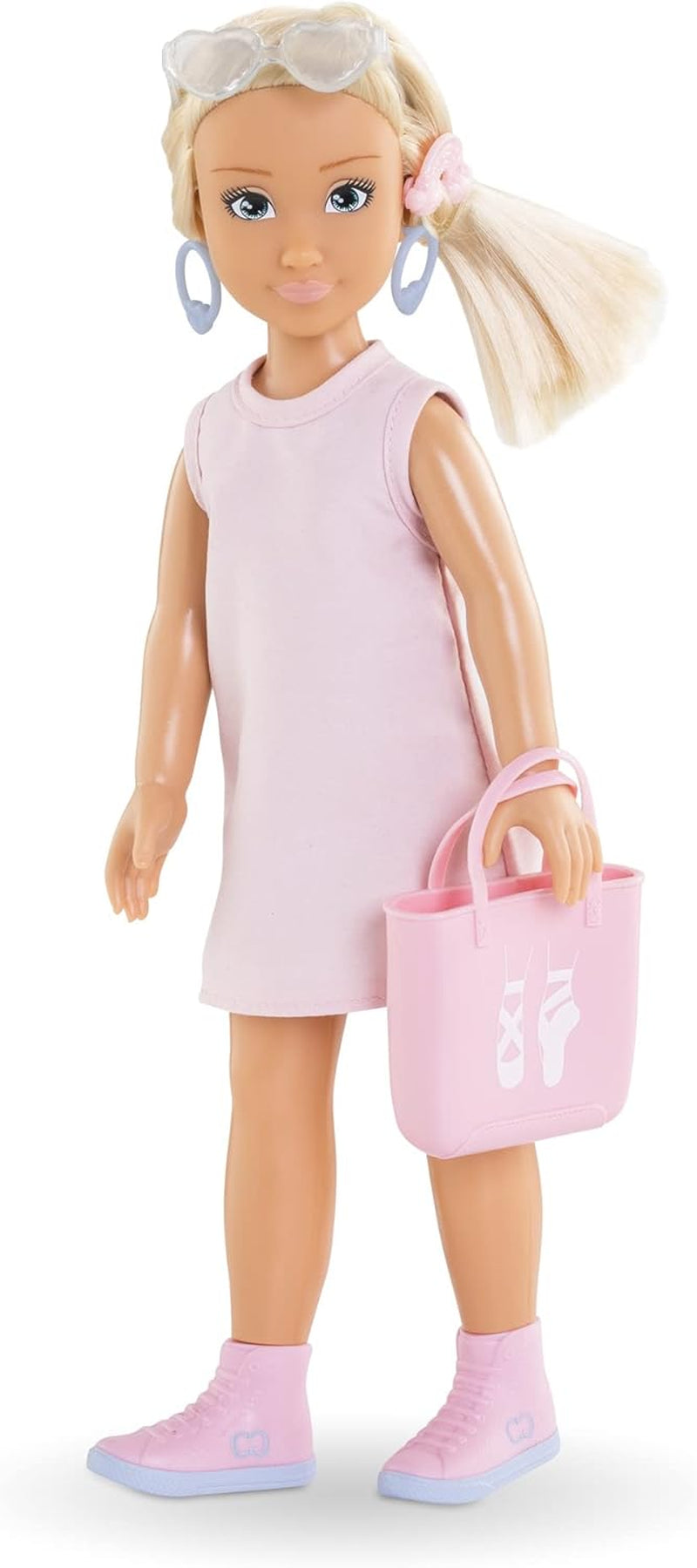 Corolle Girls Valentine Shopping Surprise, Ankleidepuppe mit Ohrringen und 6 Überraschungen, Vanilleduft, 28cm, ab 4 Jahre