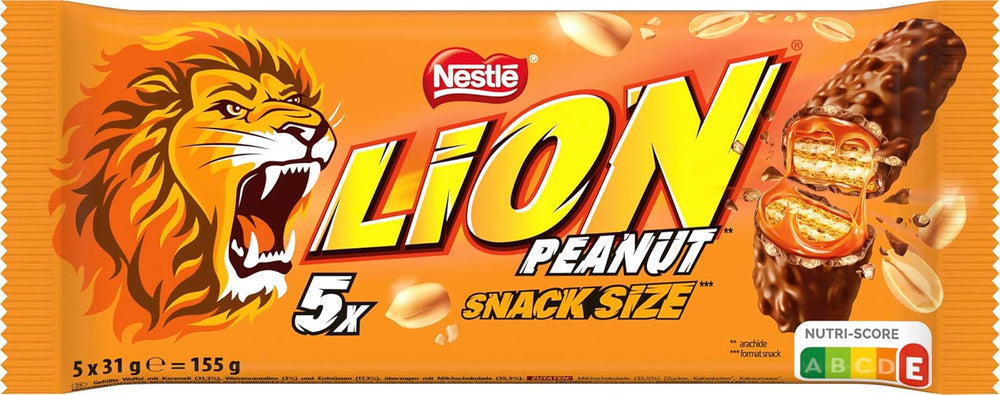 Baton de ciocolată cu arahide acoperit cu ciocolată cu lapte, umplutură delicioasă de caramel, arahide și napolitană crocantă, pachet vrac de bomboane, 1 pachet (5 x 31g)