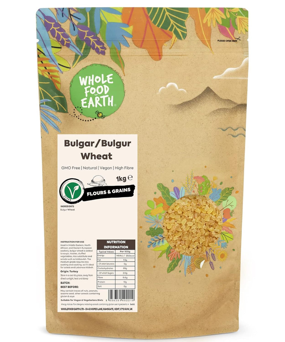 Bulgur din grâu Wholefood Earth - fără OMG - natural - vegan - fără lactate - fără zahăr adăugat, 500g