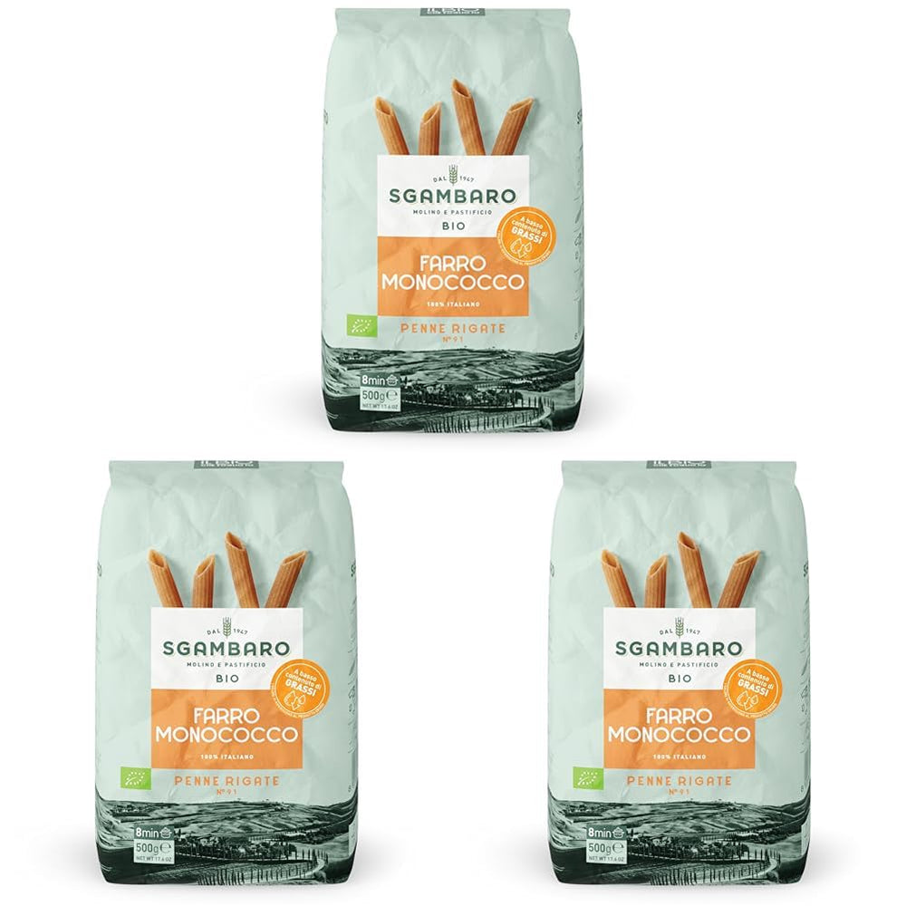 Paste Penne Rigate Organice N.91 - 500g Paste din grâu alac – Conținut scăzut de grăsimi – Sursă de fibre și proteine