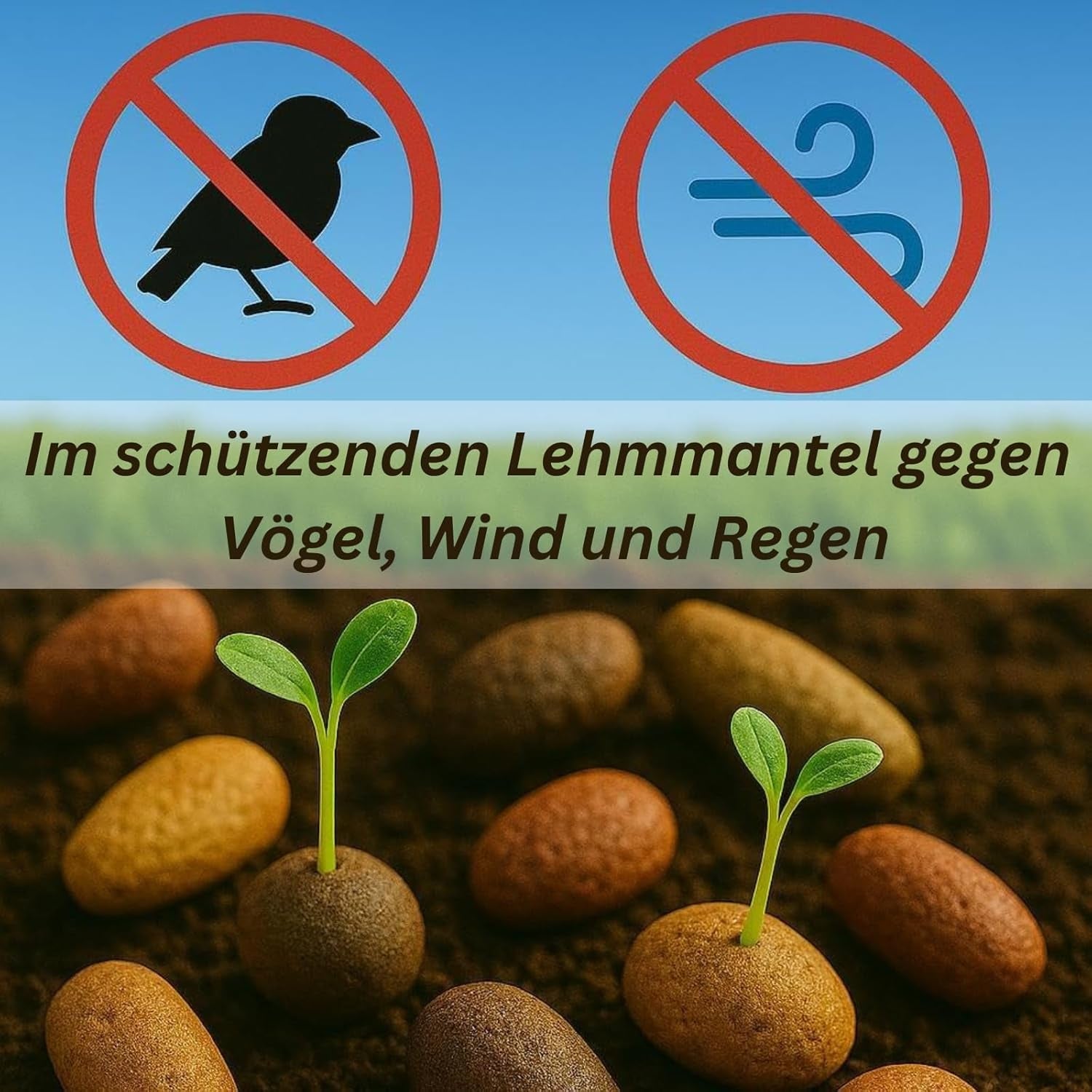 Semințe de flori într-un înveliș protector de argilă pentru albine și fluturi, 400g. Amestec de flori sălbatice perene și rezistente la iarnă, pentru 20 m². Semințe frumoase de flori sălbatice pentru o pășune colorată pentru albine. Cadou pentru copii.