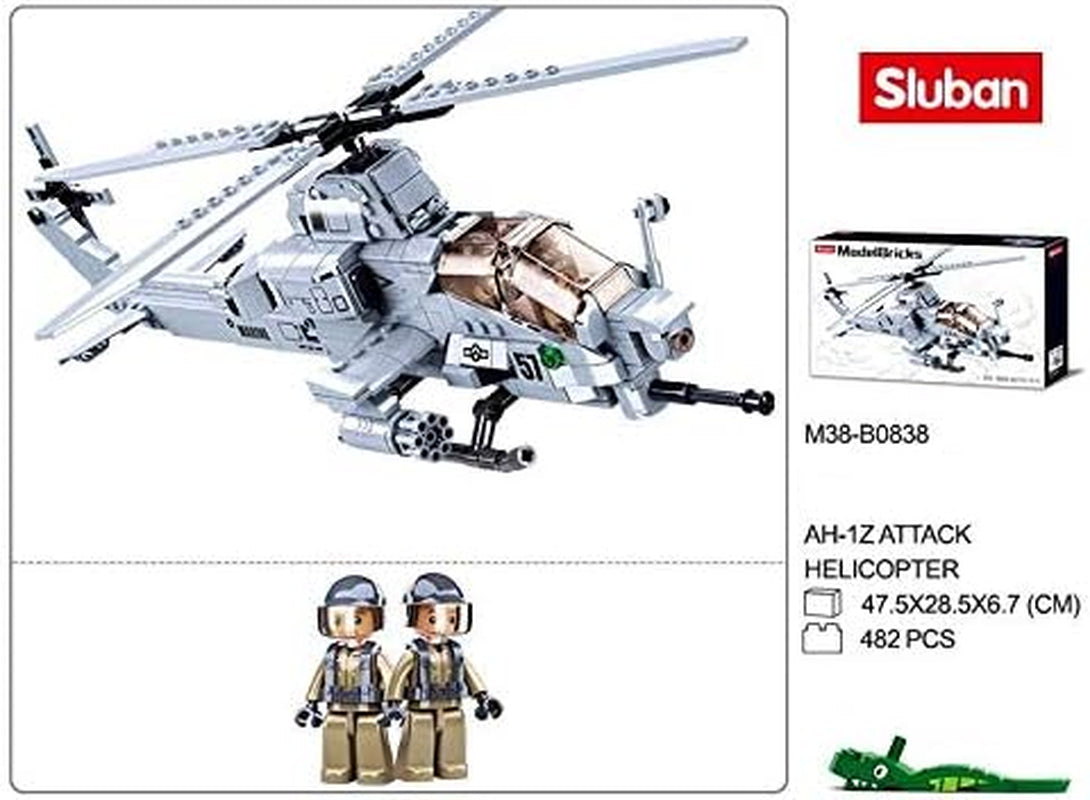 Kampfhelikopter IV (482 Teile) [M38-B0838], Spielset, Klemmbausteine, Soldaten, mit Spielfigur, Army, bunt, Sluban Klemmbausteine SL95708