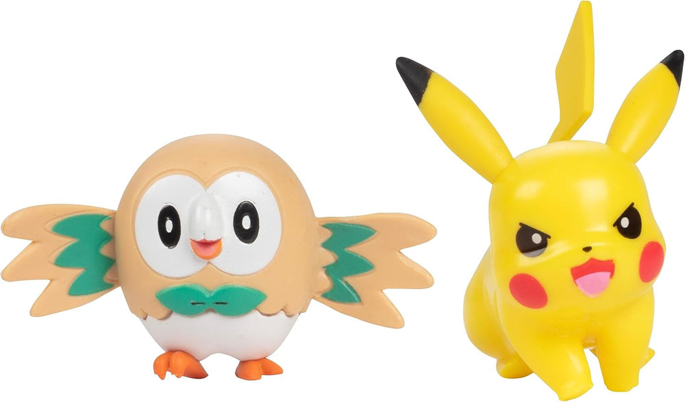Pokémon Battle Ready! Set de figurine 6 piese - 11.4 Cm Ash & Launching Pikachu, 5.1 Cm Charmander, Rowlet, Piplup, Zorua - Licențiat oficial - Cadou de Paște pentru copii, băieți, fete Action figures Naty Shop