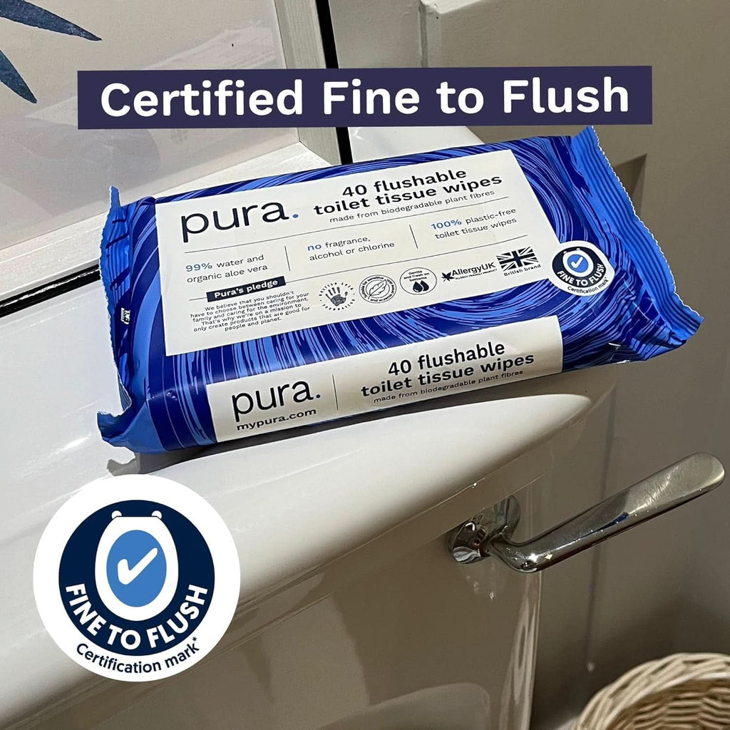 Șervețele umede Eco Flushable, fără plastic, sensibile și hrănitoare, certificate „Fine to Flush”, biodegradabile Servetele Umede Bebelusi Naty Shop