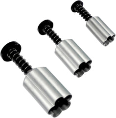 Ausstechform, 3-fach Blüten/Vergißmein- FB140 Prägeausstecher aus Aluminium mit Blüten/Vergissmein-nicht, kleines, mittleres und großes Format, Kunststoff, Weiß, 1.3 x 1.3 x 4.5 cm