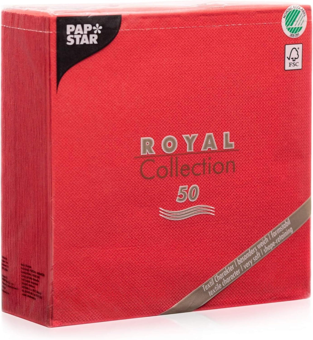 Șervețele Papstar / Șervețele Tissue Negre "Royal Collection" 40 X 40 Cm, 1/4-Fold, ideale pentru catering, gospodărie sau petreceri, #10452, 1 X 50Pack